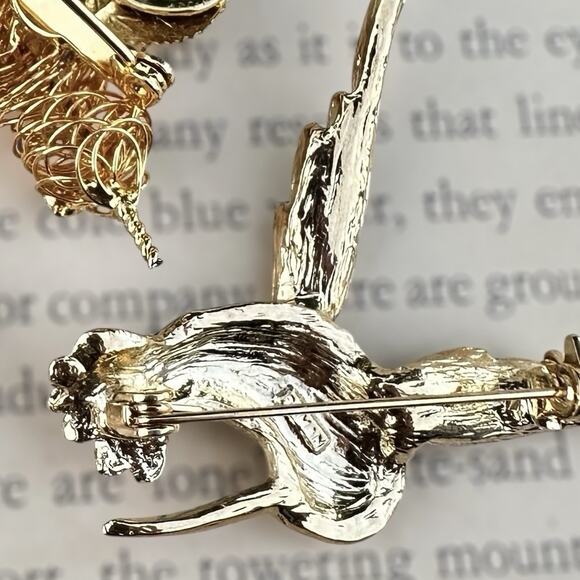 Vintage Signed Nature Brooch Lot Roman Giovanni Direction One Bird Flower Enamel - Picture 7 of 7